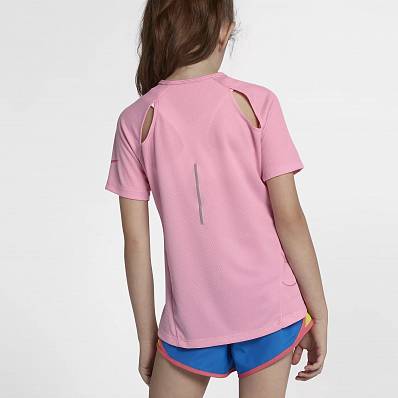 футболка nike fw g ss run gx pink/wht д. Nike
