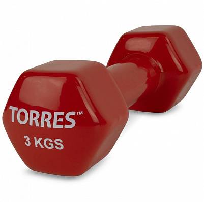 Torres гантель torres метал/винил 3.0 кг - 1шт