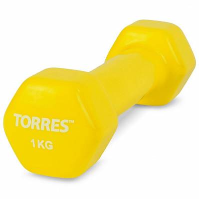 Torres гантель torres метал/винил 1.0 кг - 1шт
