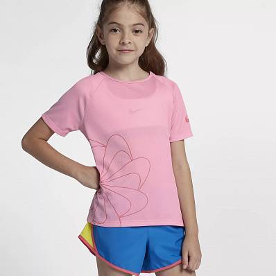 футболка nike fw g ss run gx pink/wht д. Nike