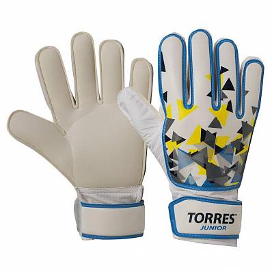 перчатки вратарские torres jr,бело-голуб-желтый для футбола товары